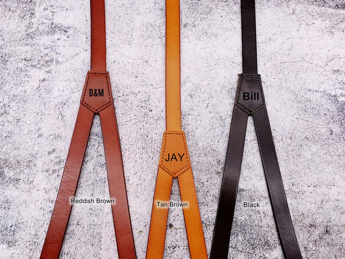 Wedding Groomsmen Suspender, Black Coffee Leather Suspenders,Suspenders for men - icambag