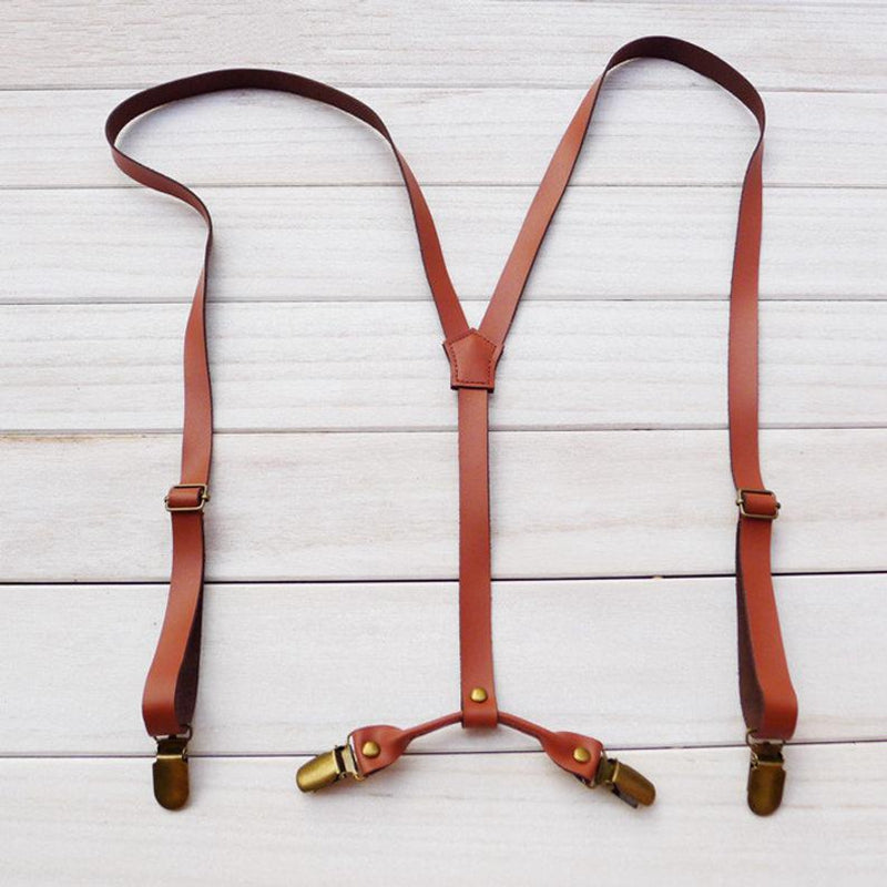 Leather Suspenders, Mens Suspenders, Wedding Suspenders, Teen Suspenders, Suspenders for Men, Light Brown, Dark Brown Suspenders, Gift - icambag