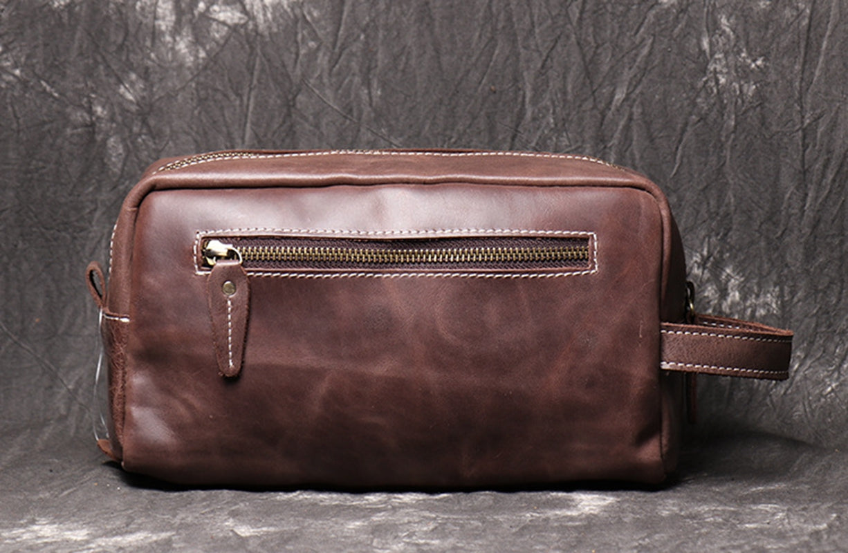 Personalized Groomsmen Gift Dopp Kit Bag Wedding Gift for Him Leather Toiletry Bag Monogram Available Mens Leather Boyfriend gift Travel bag - icambag