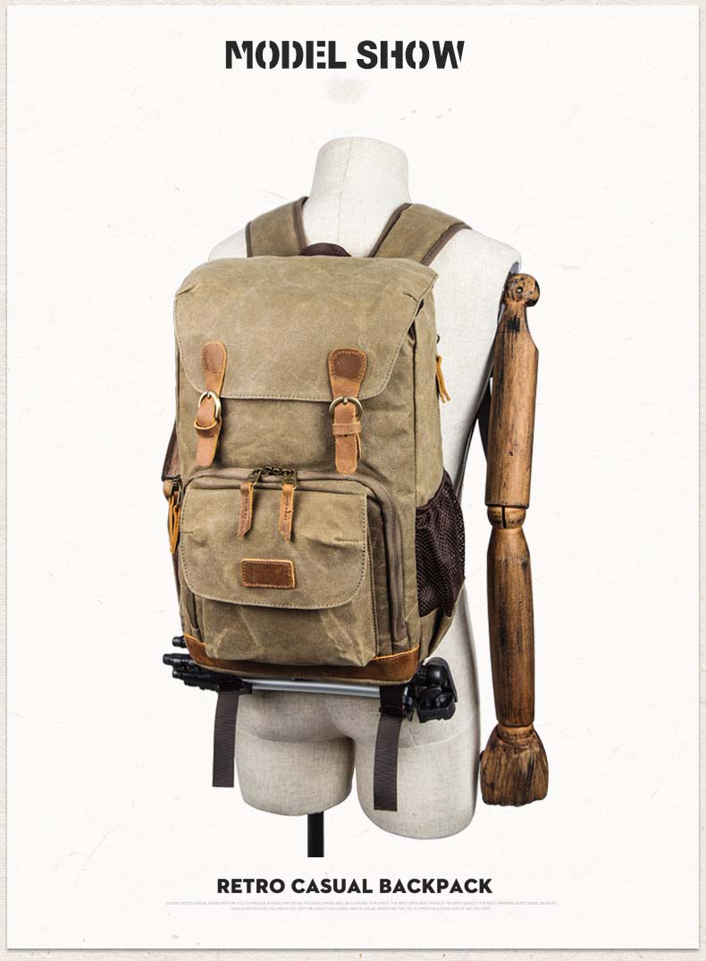Water Proof Canvas Camera Backpack B12061 - icambag