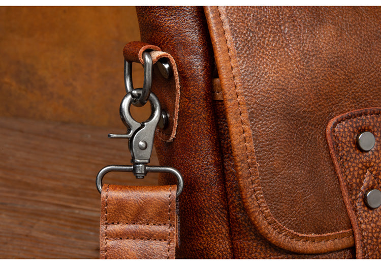 Man's Cow Leather Messenger Bag Shoulder Bag Tote Travel Bags Leather Bag