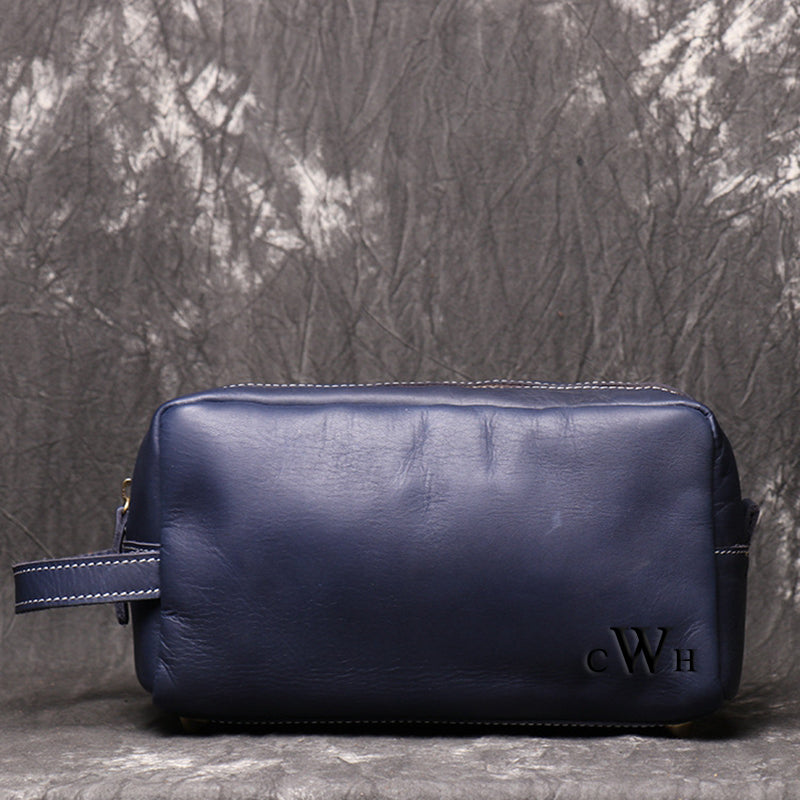 Groomsmen Gift Leather Bag, Dopp Kit Bag Customized Leather Toiletry Bag Monogram Mens Toiletry Bag Wedding for Groom - icambag