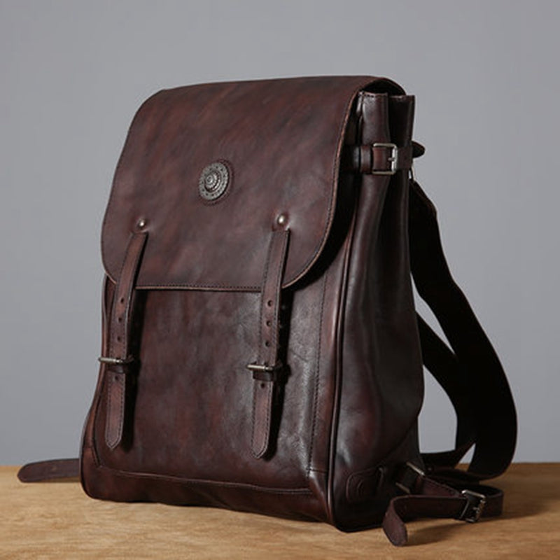 New Design Top Grain Leather Backpack, School Backpack Men - icambag