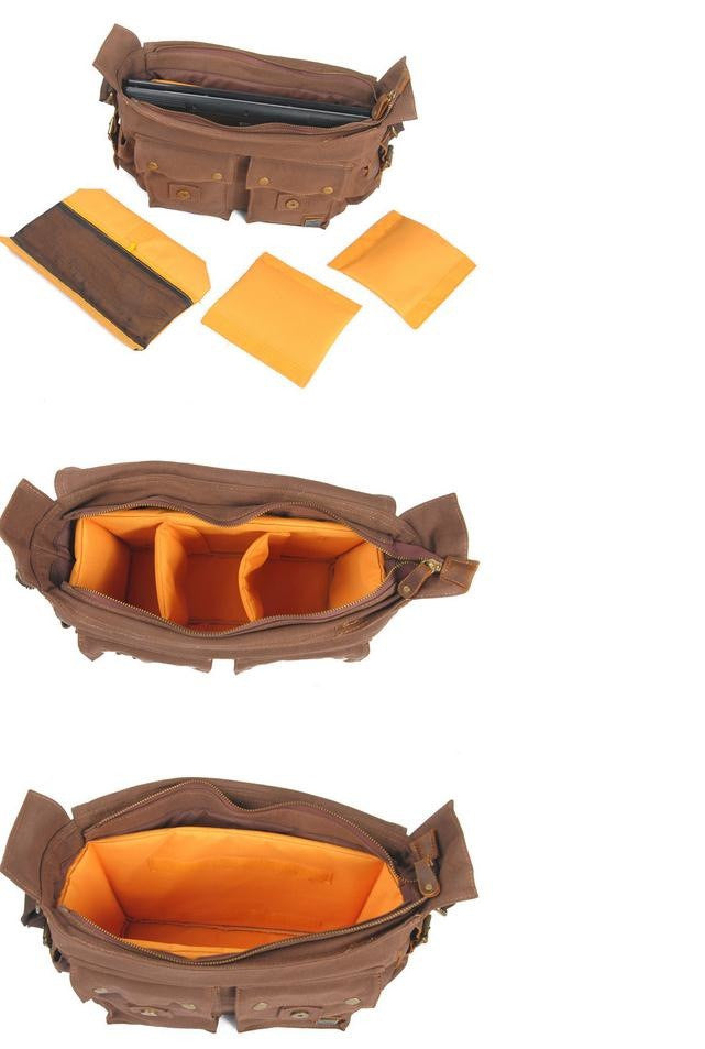 Black Canvas Vintage DSLR Camera Bag - icambag