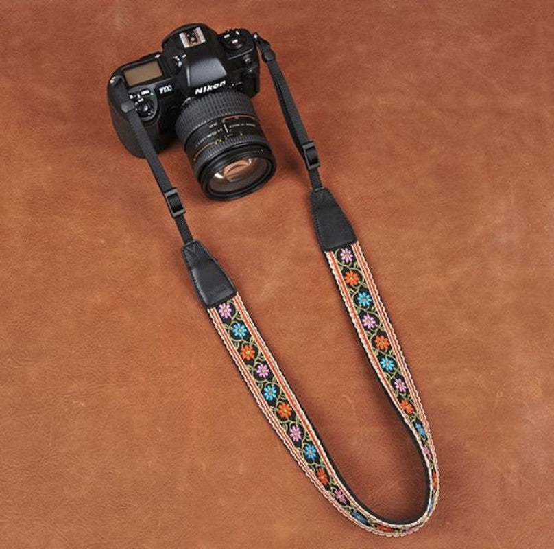 Embroidered Style Retro Strap Handmade Leather Camera Strap 8417 - icambag
