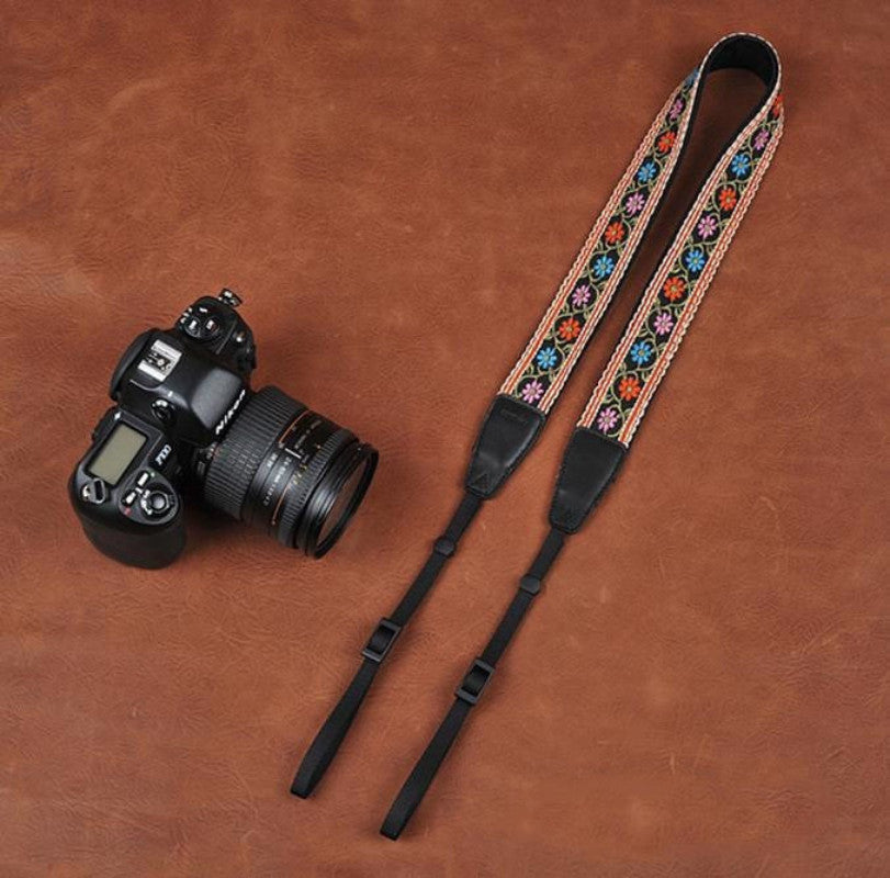 Embroidered Style Retro Strap Handmade Leather Camera Strap 8417 - icambag