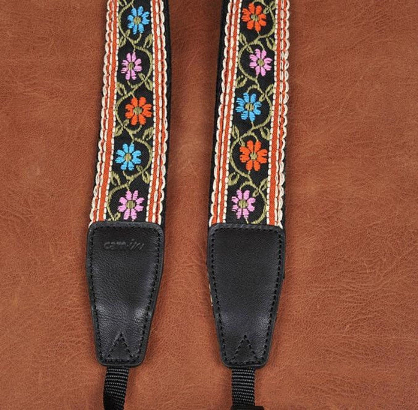 Embroidered Style Retro Strap Handmade Leather Camera Strap 8417 - icambag
