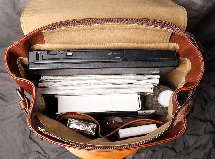 Backpack Casual Backpack Large Capacity Computer Bag Vintage Leather Travel Bag - icambag