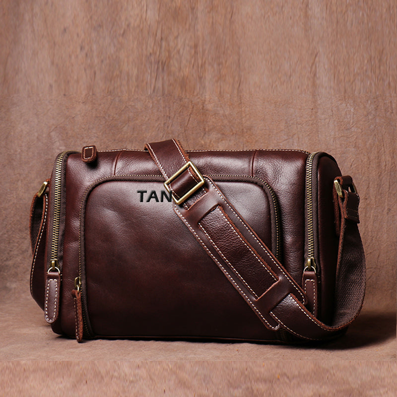 Vintage Crazy Horse Leather bag Original Handmade Postman Bag Leather Cross Body Bag Casual Shoulder Bag Message Bag - icambag