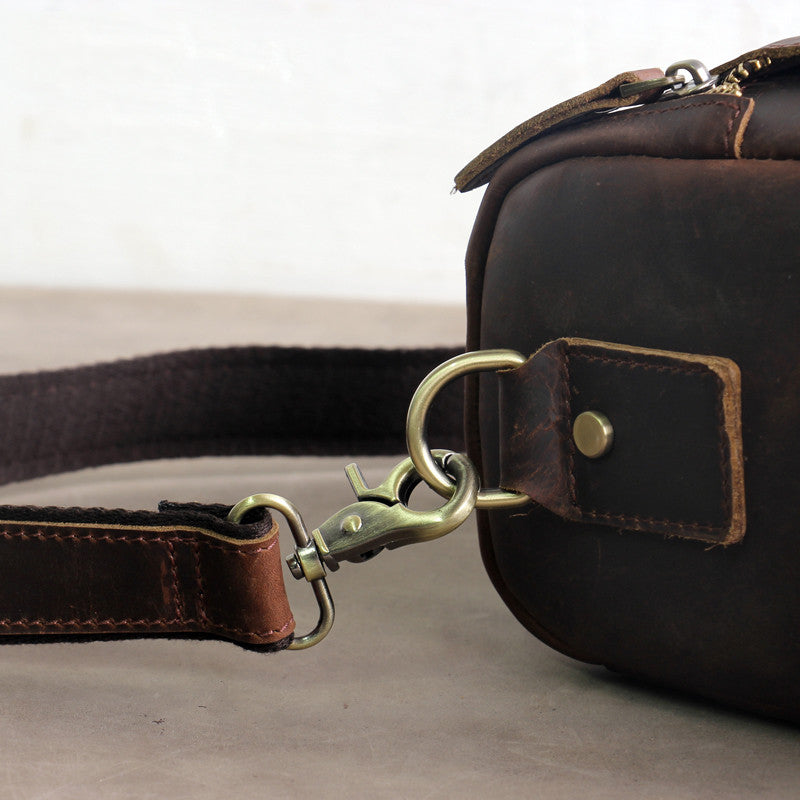 Vintage Small Leather DSLR Men and Women Camera Bag - icambag