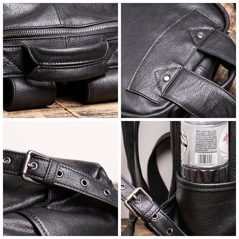 Men's Shoulder Bag Head Layer Cowhide Leather Retro Leather Travel Bag Casual Computer Package Fashion Women Backpack - icambag