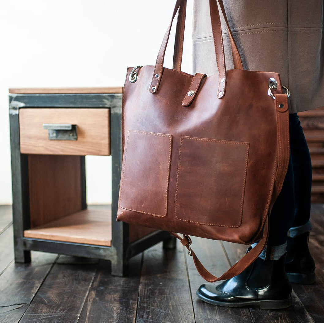 Leather Working Tote - Handmade Leather Tote