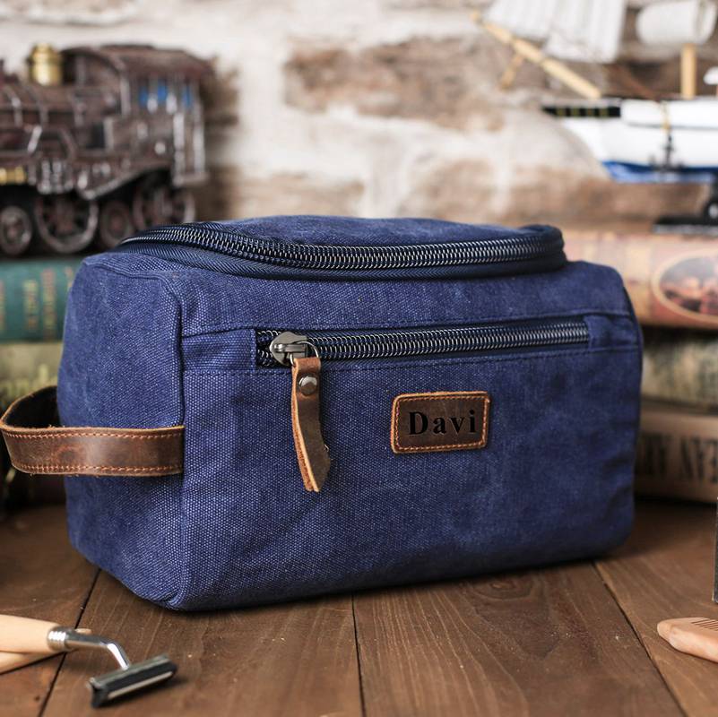 Personalized Groomsmen Gift, Dopp Kit Bag Customized Canvas Toiletry Bag Monogram Mens Toiletry Bag - icambag