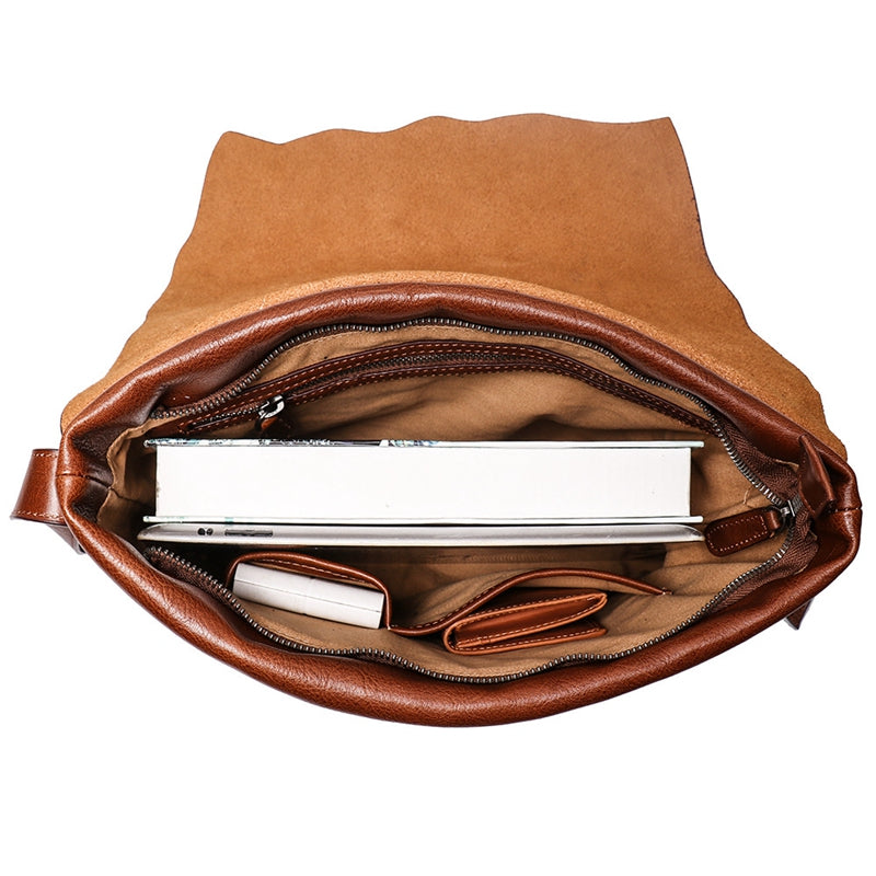 Genuine Leather Messenger Bag for Men,Personalized Leather Bag, Gift Gor Him - icambag