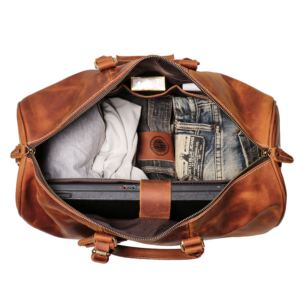 Personalized Birthday Gift Simple Vintage Leather Duffle Bag Good Travel Bag - icambag