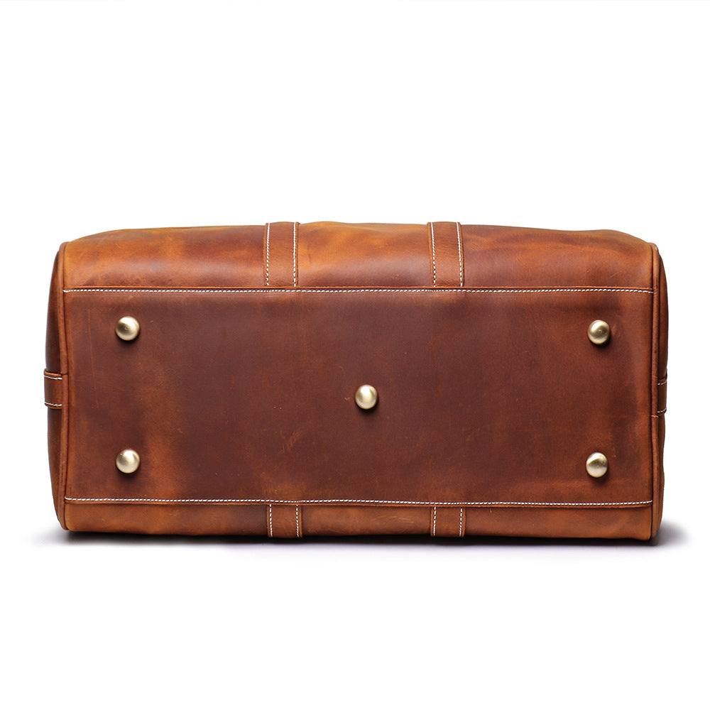 Personalized Birthday Gift Simple Vintage Leather Duffle Bag Good Travel Bag - icambag