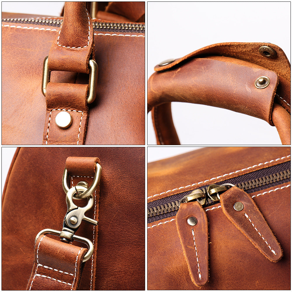 Personalized Birthday Gift Simple Vintage Leather Duffle Bag Good Travel Bag - icambag