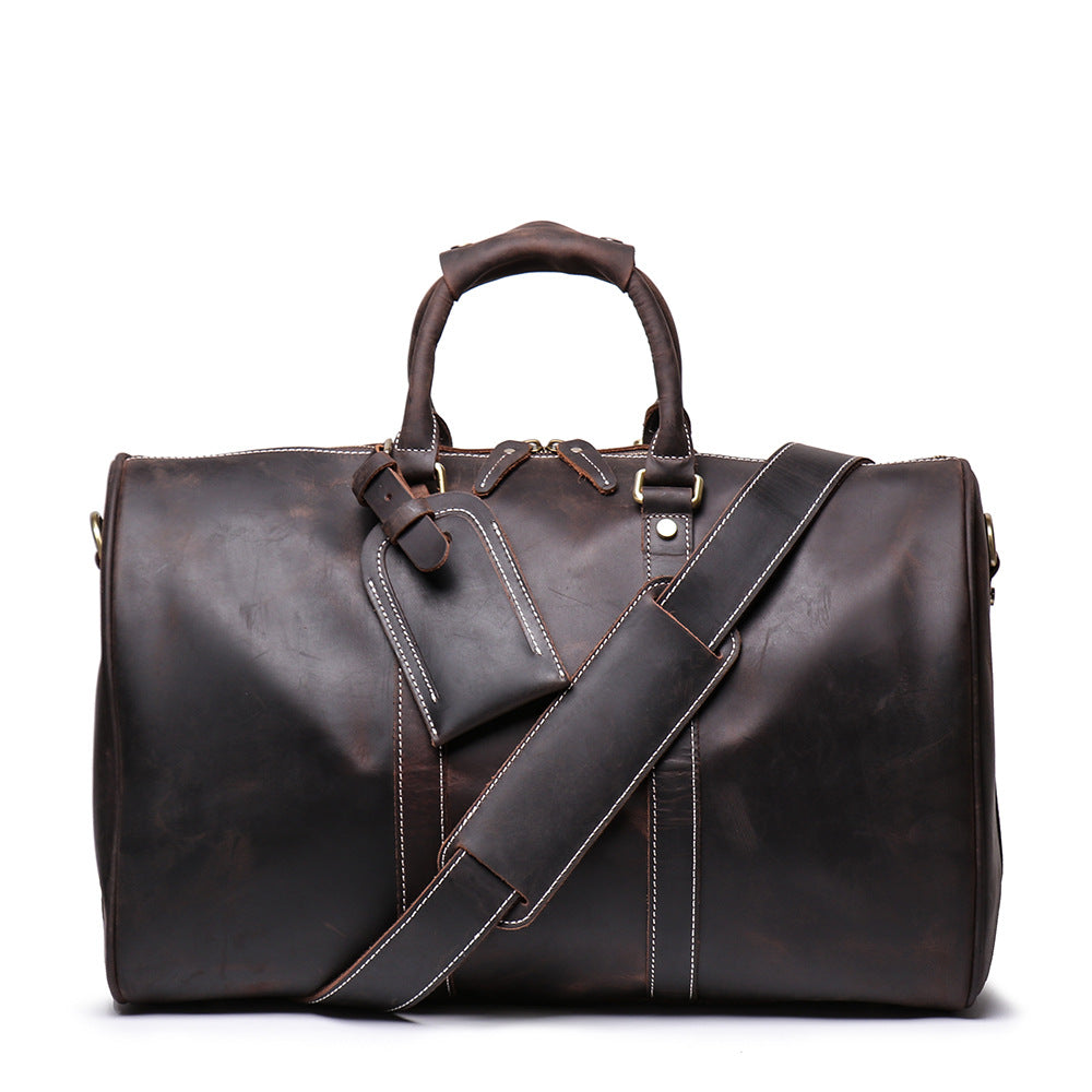 Personalized Birthday Gift Simple Vintage Leather Duffle Bag Good Travel Bag - icambag
