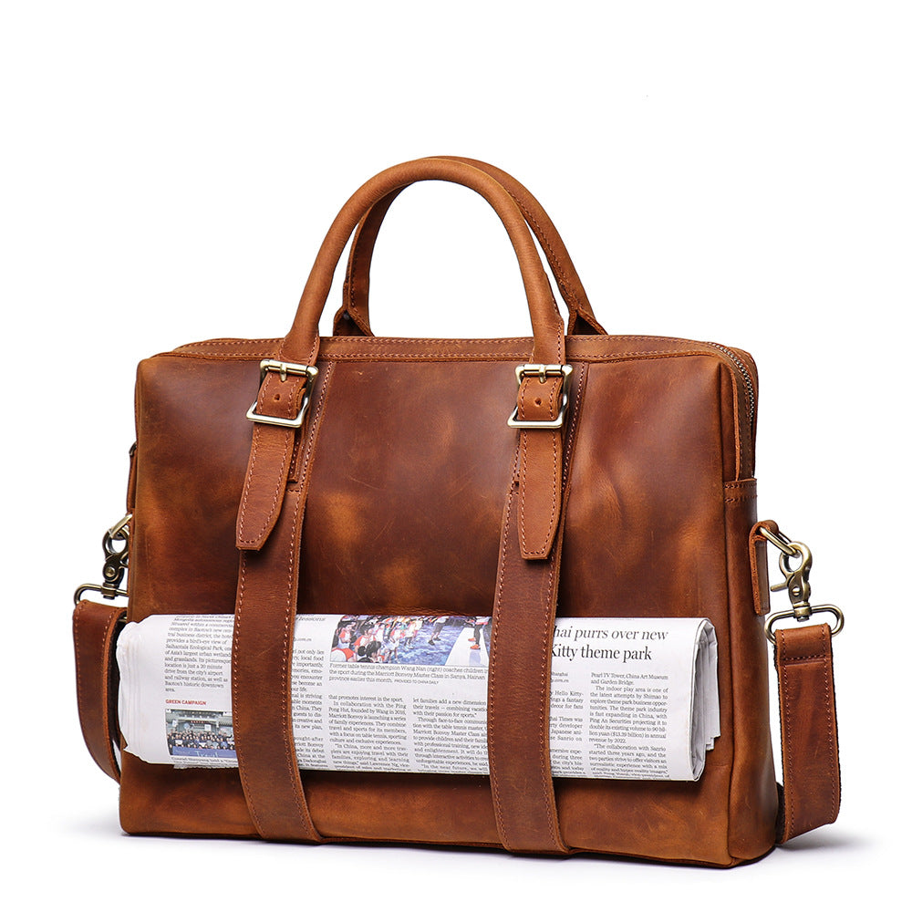 Personalized Gifts For Him, Leather Briefcase Business Bag Laptop Bag Handbags For Men - icambag