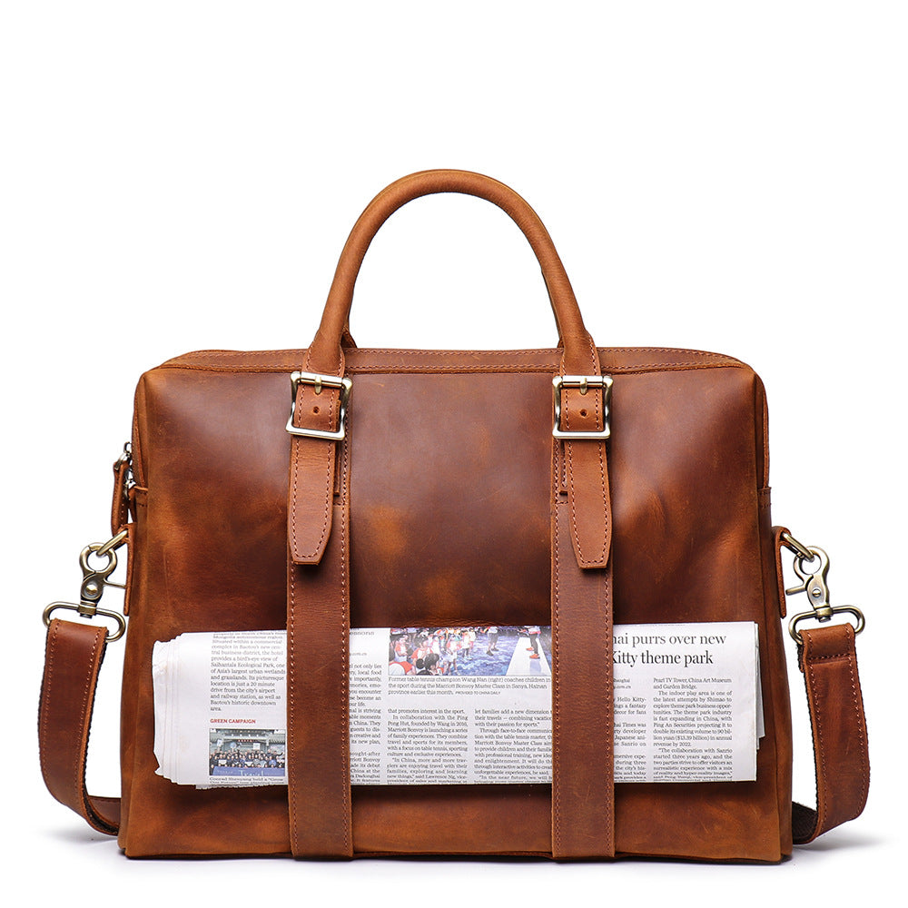 Personalized Gifts For Him, Leather Briefcase Business Bag Laptop Bag Handbags For Men - icambag
