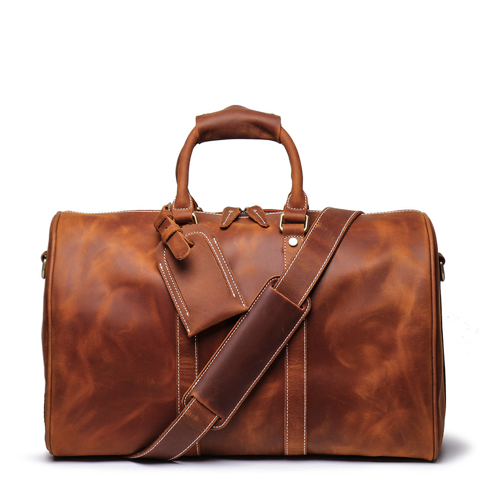 Personalized Birthday Gift Simple Vintage Leather Duffle Bag Good Travel Bag - icambag
