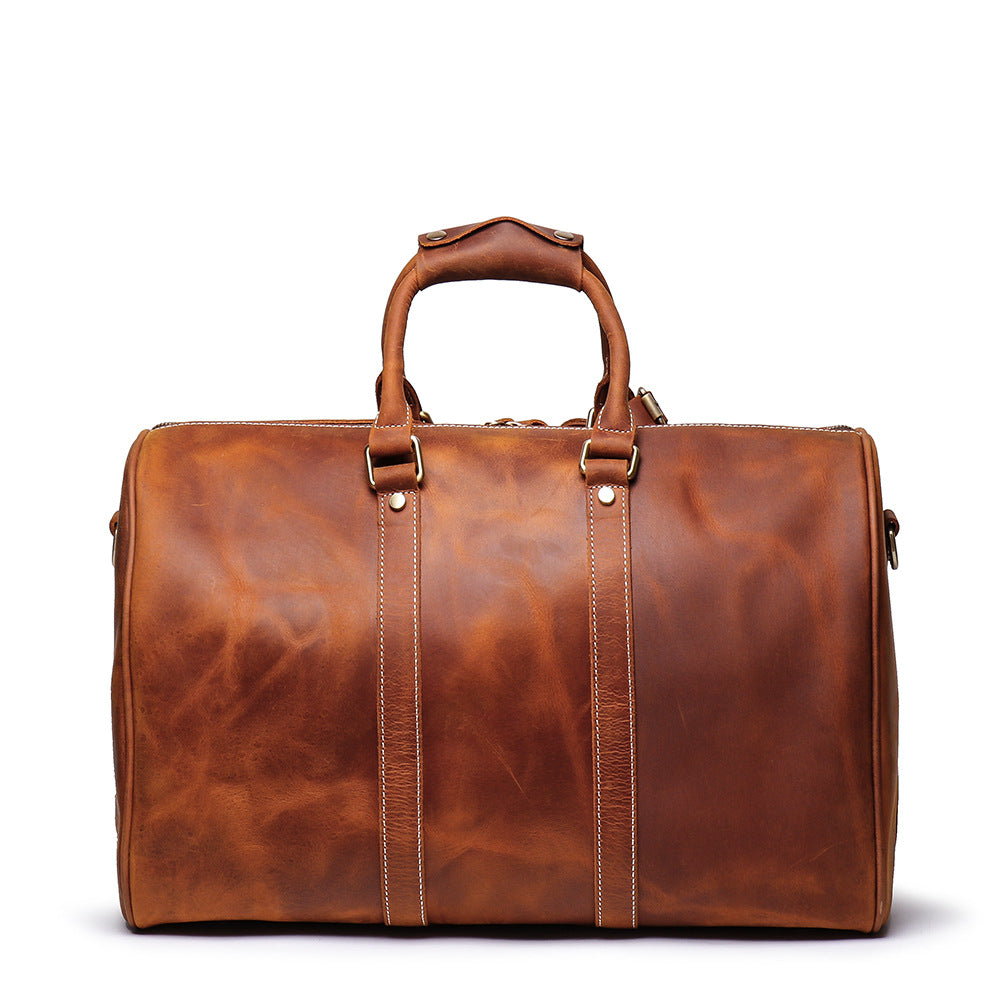 Personalized Birthday Gift Simple Vintage Leather Duffle Bag Good Travel Bag - icambag