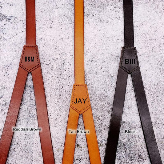 Personalized Groomsman Gifts, Mens Suspenders, Leather Suspenders,Groomsman Wedding Suspenders - icambag