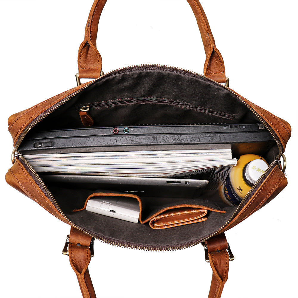 Personalized Gifts For Him, Leather Briefcase Business Bag Laptop Bag Handbags For Men - icambag