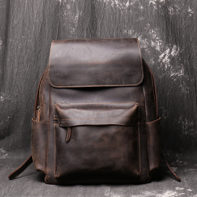 Crazy Horse Leather Backpacks For Women,Handmade Natural Leather Bag, Christmas Gifts For Him, Vintage Leather Backpack