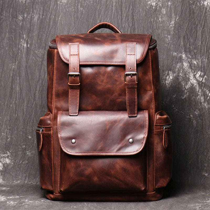 Leather Handmade Backpack School Backpacks,Travel Backpack,Vintage Shoulder Bag - icambag