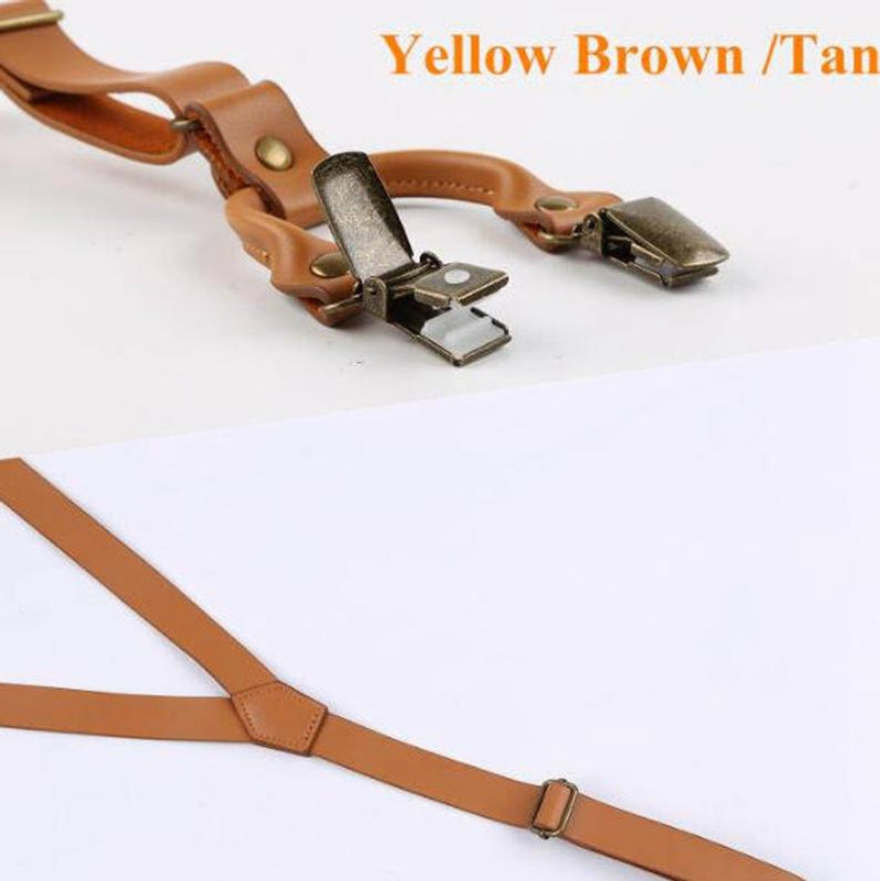 Leather Suspenders, Mens Suspenders, Wedding Suspenders, Teen Suspenders, Suspenders for Men, Light Brown, Dark Brown Suspenders, Gift - icambag