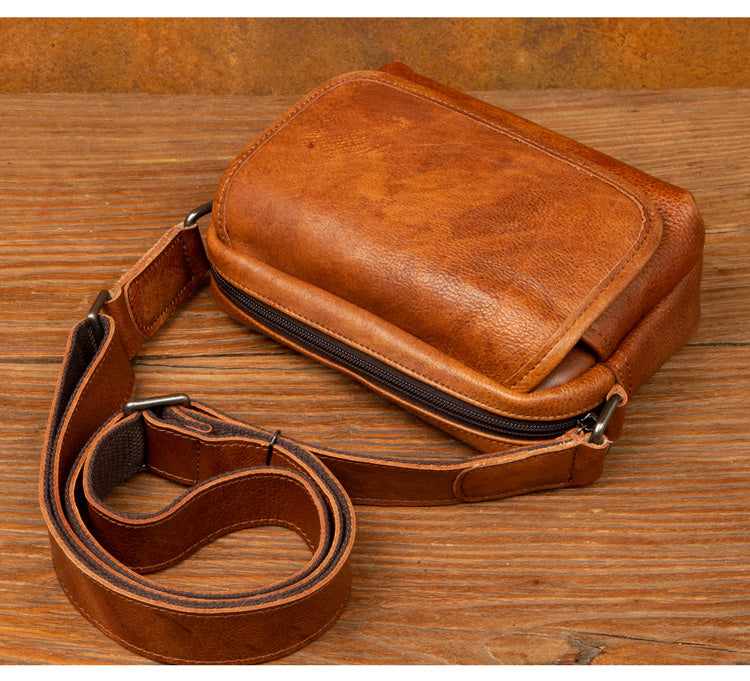 Personalized Groomsmen Gift, Adjustable Cower Leather Messenger Bag Shoulder Bag Gift for Husband Dad Grad Boyfriend