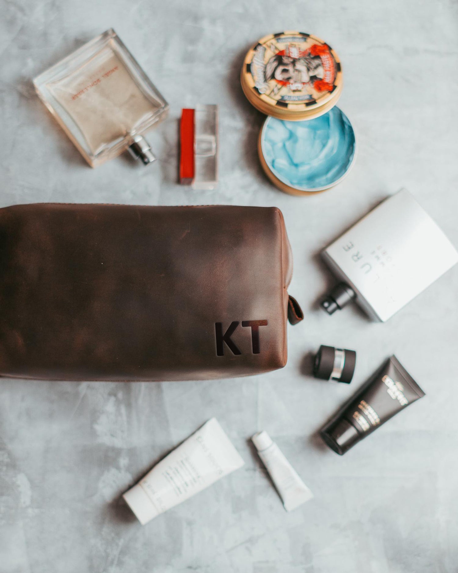 Men Leather Dopp Kit Personalized Gift with Initials Engrave Gift for Husband for Thanksgiving or Birthday Gift for Boyfriend - icambag