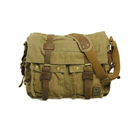 Green DSLR Vintage Leather Camera Bag - icambag