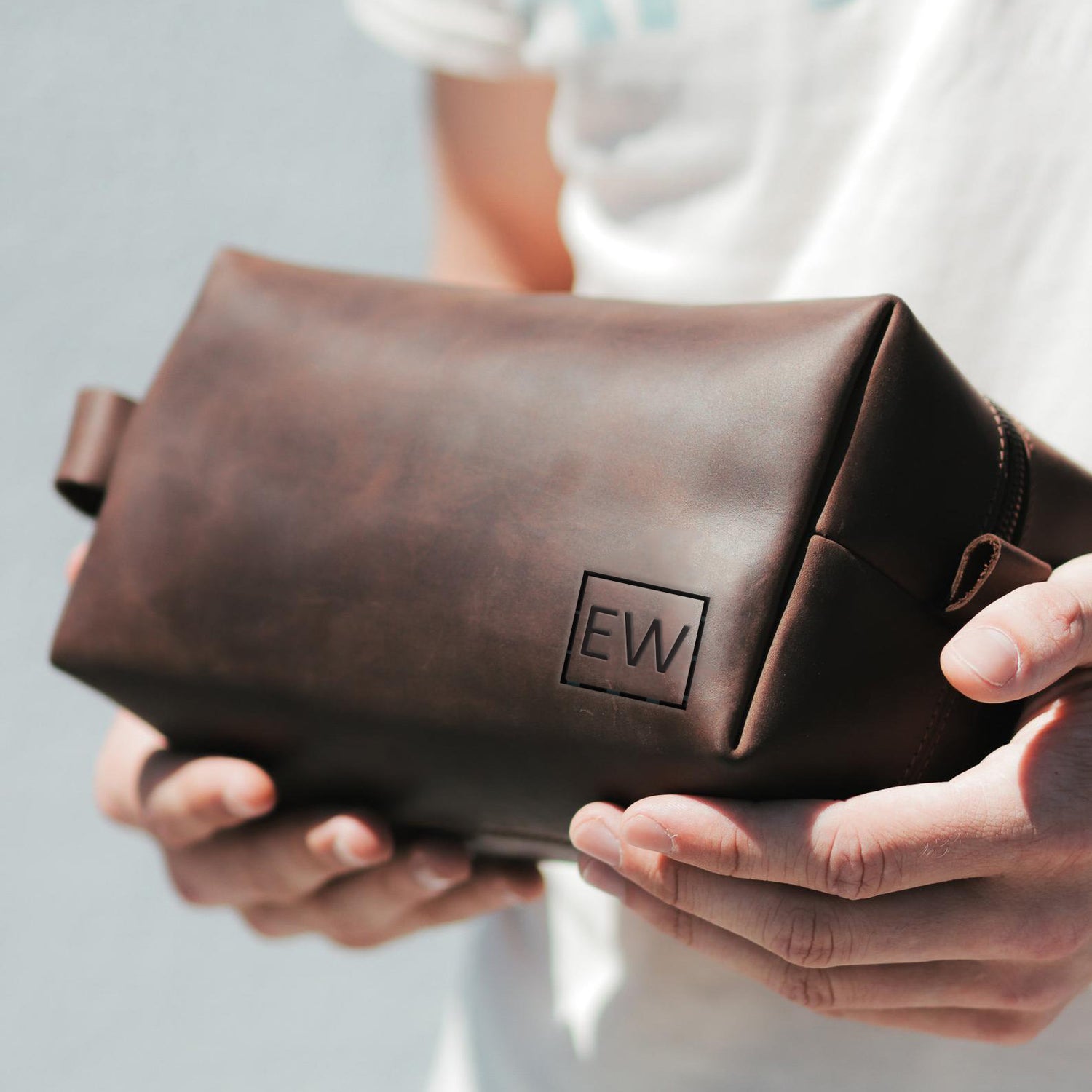Engraved Dopp Kit Men Leather Dopp Kit Personalized Gift with Initials Engrave Gift for ...