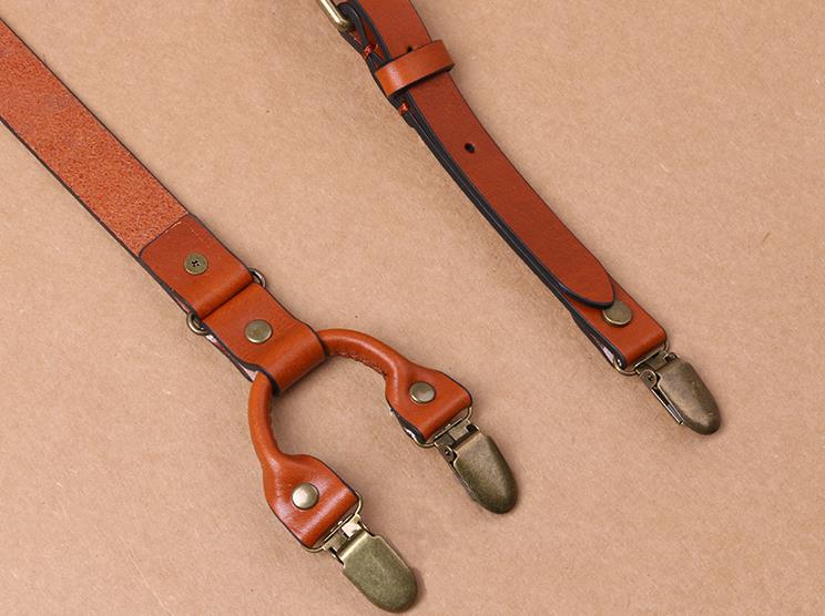 Personalized Groomsman Gifts Handmade Wedding Suspender Mens Suspenders Leather Four Clip - icambag