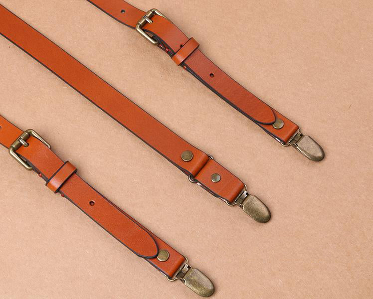 Personalized Groomsman Gifts Handmade Wedding Suspender Leather Brown Suspenders Groom - icambag