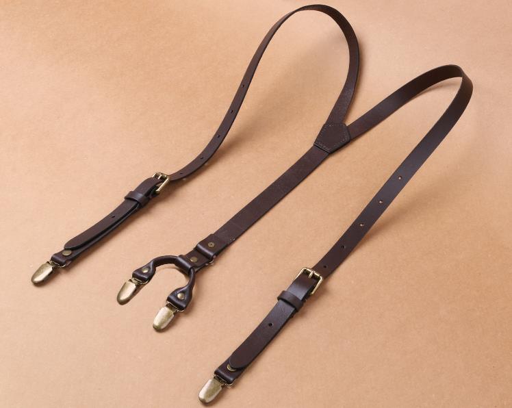 Personalized Groomsman Gifts Handmade Wedding Suspender Mens Suspenders Leather Four Clip - icambag