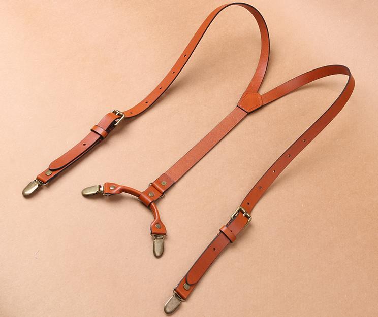 Personalized Groomsman Gifts Handmade Wedding Suspender Mens Suspenders Leather Four Clip - icambag