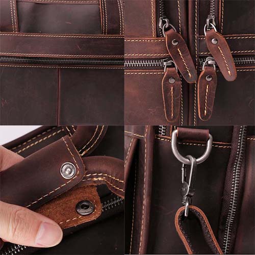 Leather Business Bag Retro Shoulder Bag High-capacity Handbags For Men B11068 - icambag