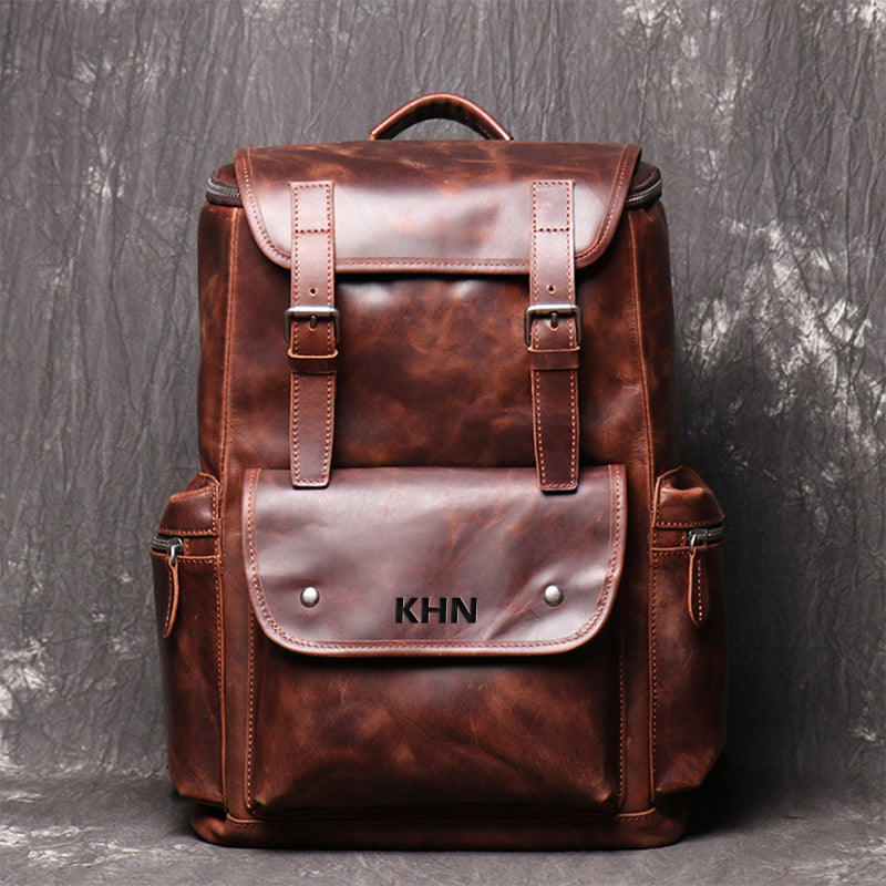 Leather Handmade Backpack School Backpacks,Travel Backpack,Vintage Shoulder Bag - icambag