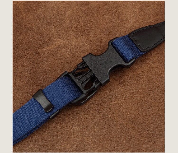 Ninja Blue Cotton DSLR Handmade Leather Camera Strap 1567 - icambag