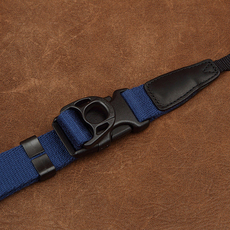 Ninja Blue Cotton DSLR Handmade Leather Camera Strap 1567 - icambag