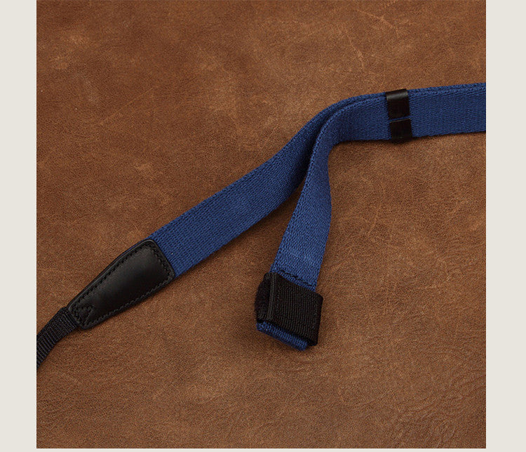 Ninja Blue Cotton DSLR Handmade Leather Camera Strap 1567 - icambag
