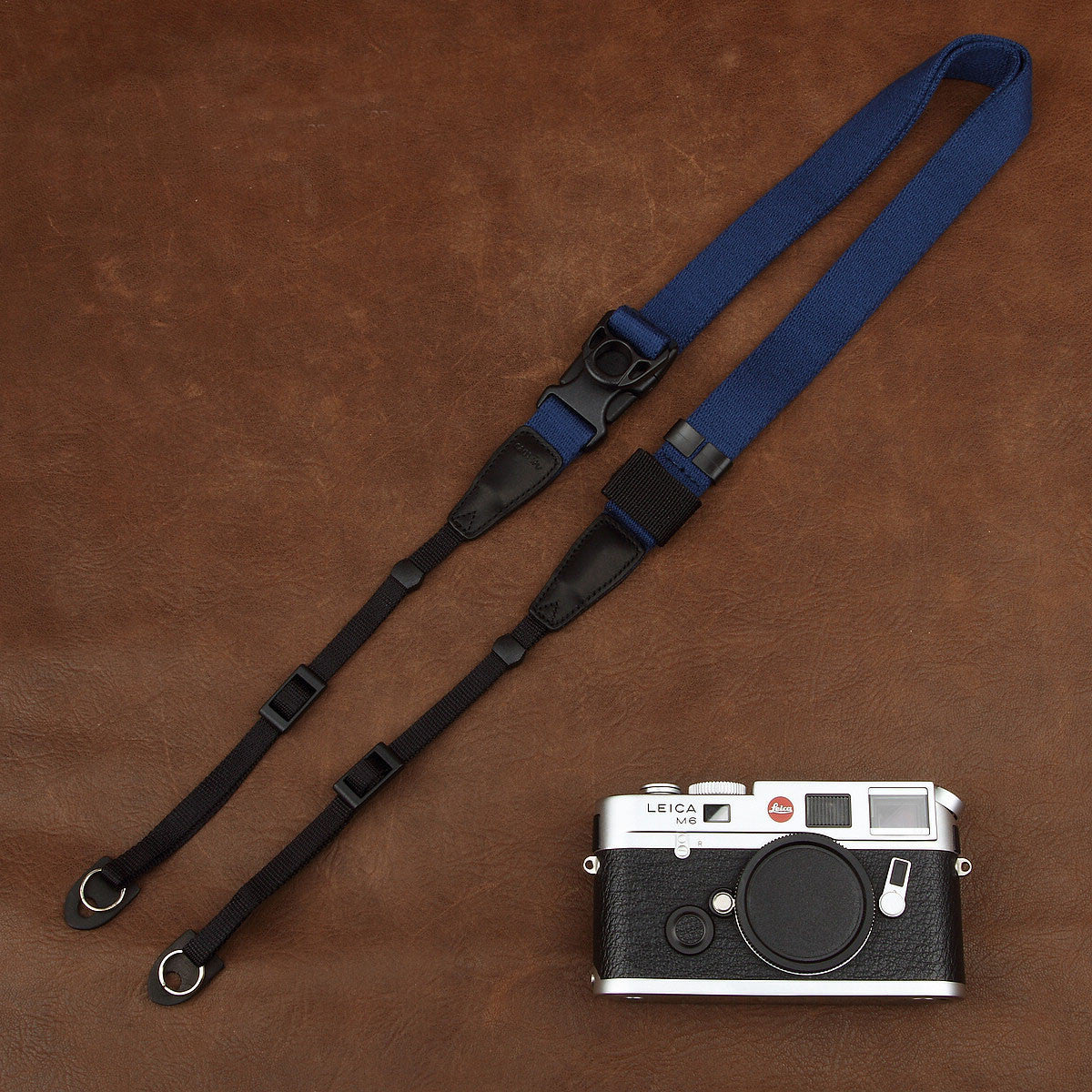 Ninja Blue Cotton DSLR Handmade Leather Camera Strap 1567 - icambag