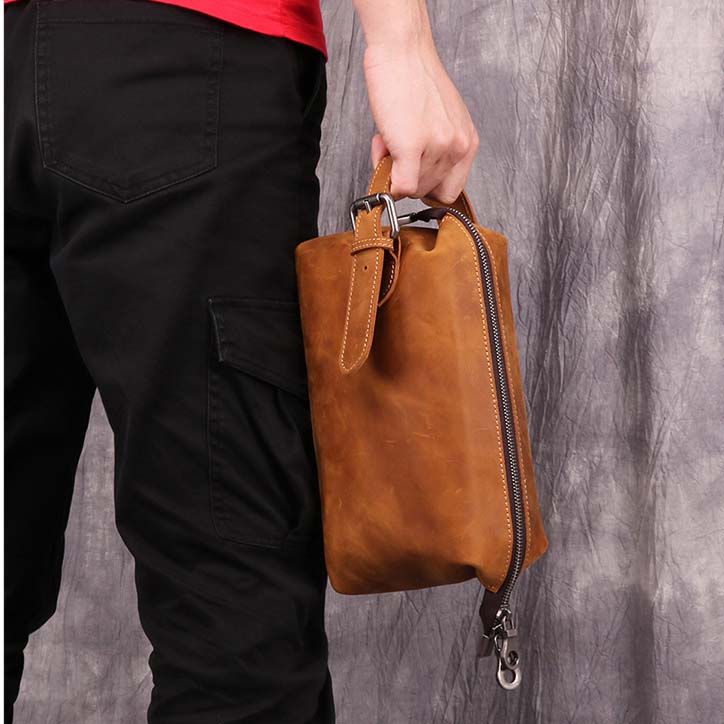 Personalized Groomsmen Gift, Adjustable Leather Dopp Kit Toiletry Bag Travel Bag Gift for Husband Dad Grad Boyfriend - icambag