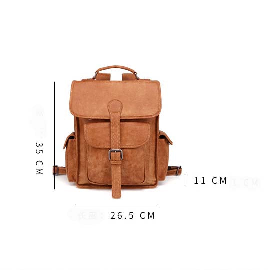 Men's Casual Backpack Leather Outdoor Bag Retro Travel Bag B11067 - icambag