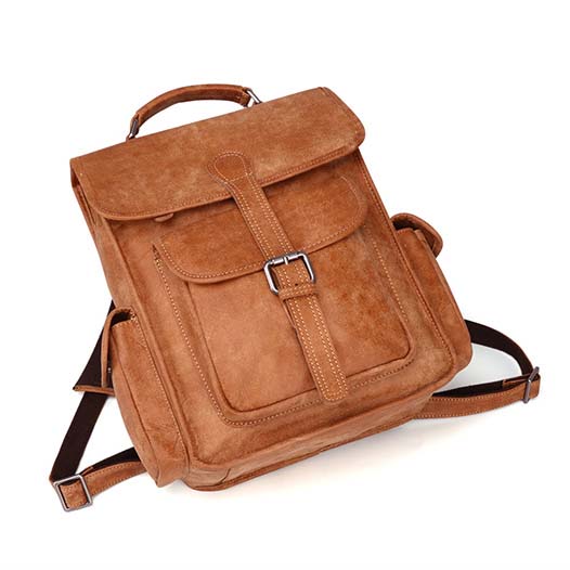 Men's Casual Backpack Leather Outdoor Bag Retro Travel Bag B11067 - icambag