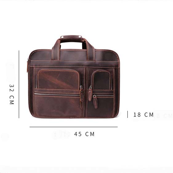 Leather Business Bag Retro Shoulder Bag High-capacity Handbags For Men B11068 - icambag