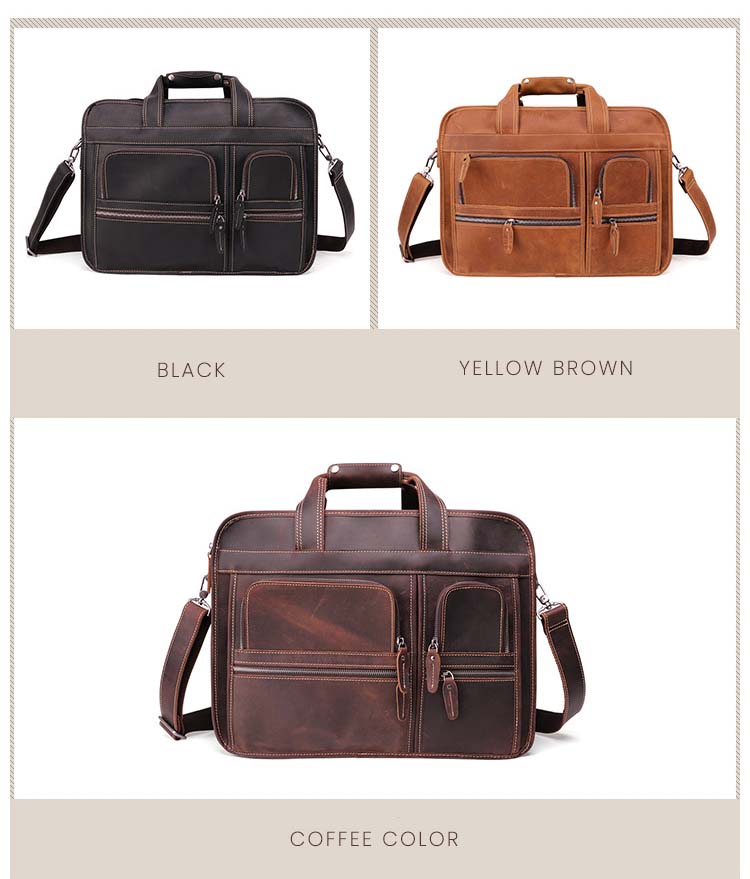 Leather Business Bag Retro Shoulder Bag High-capacity Handbags For Men B11068 - icambag